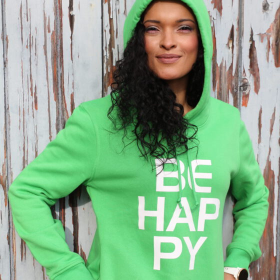 Hoodie Lena BE HAPPY weiße Schrift