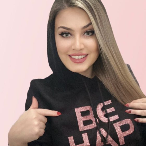 Hoodie BE HAPPY Glitzer